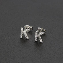 Diamond English Alphabet Letter Earrings Women's Simple Cooperized Silver Earrings