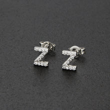 Diamond English Alphabet Letter Earrings Women's Simple Cooperized Silver Earrings