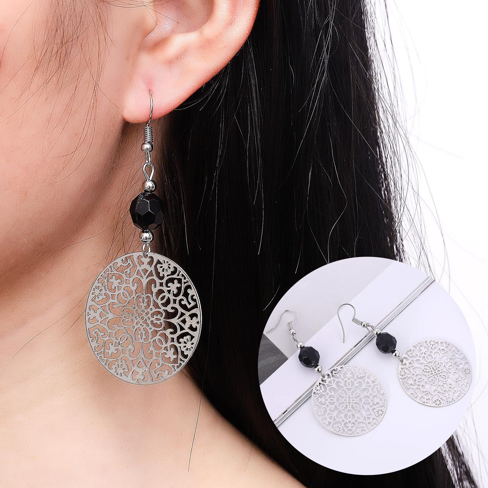Women's Fashion Hollowed-out Complex Round Earrings