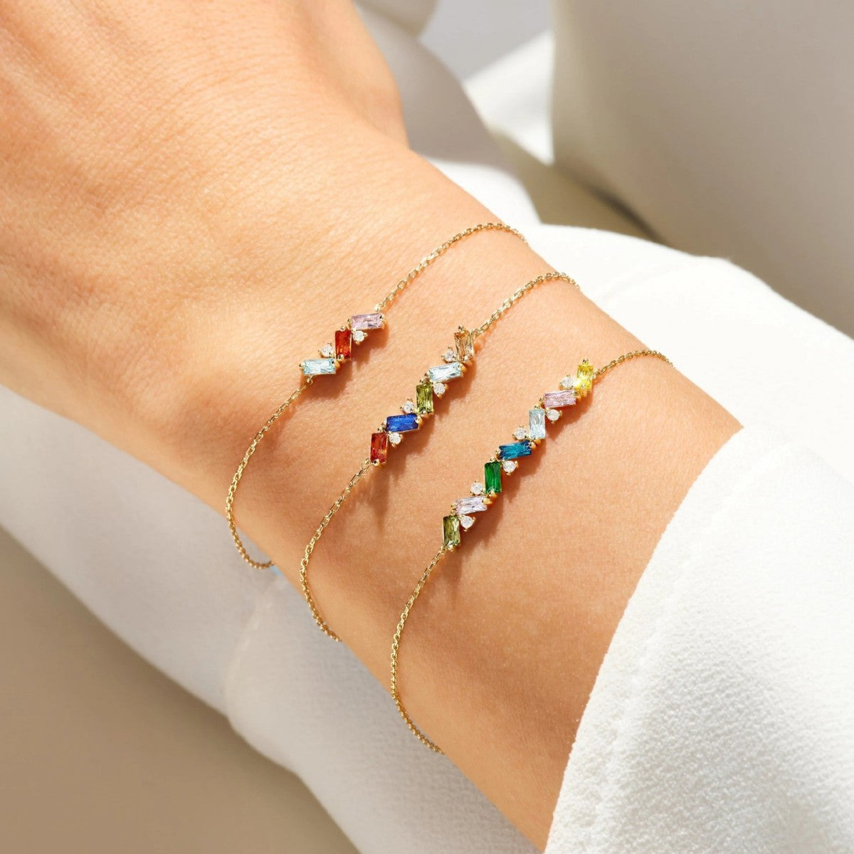 Colorful Zircon Rectangular Diamond Fashion Bracelet