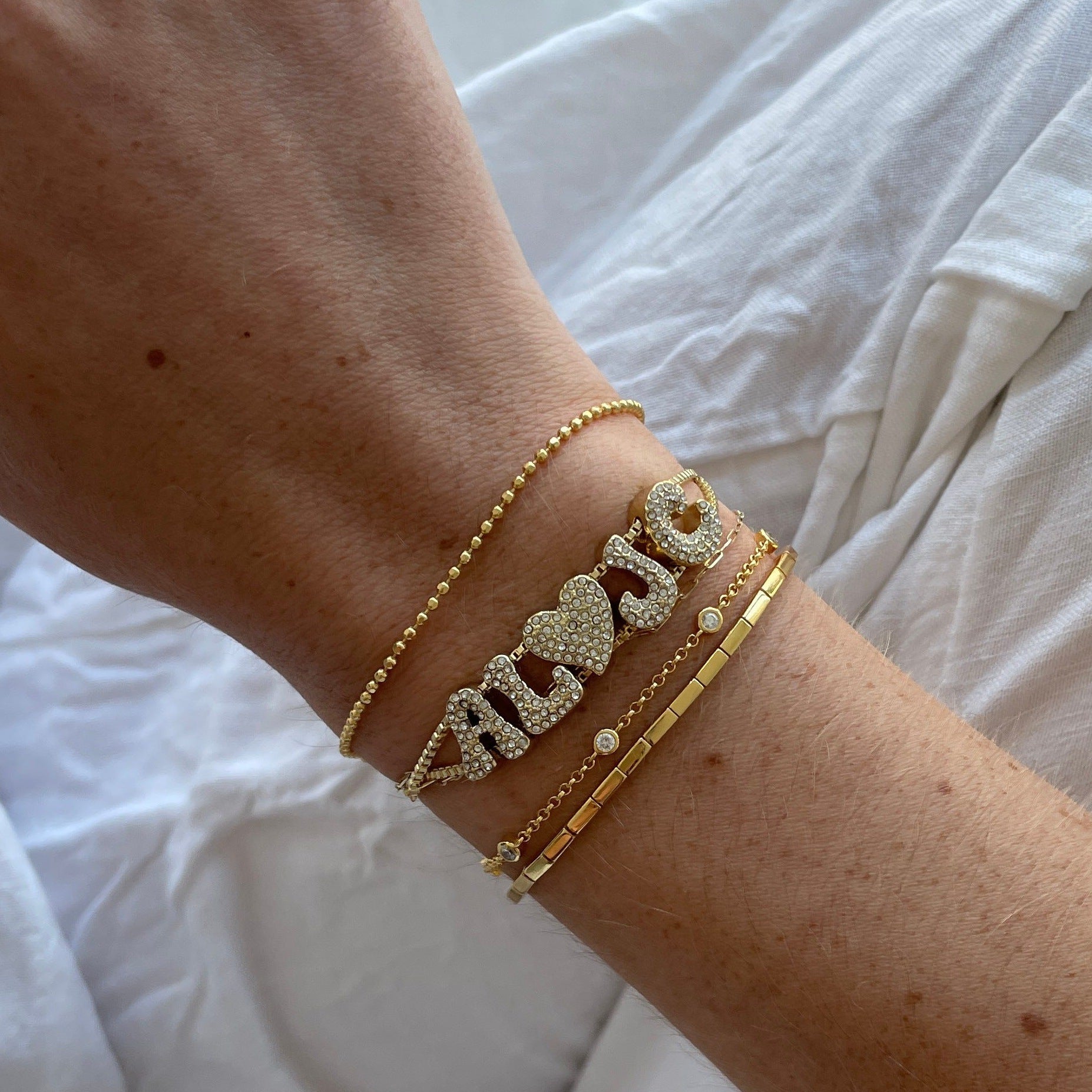 18k Brass Micro Inlaid DIY Name Bracelet English Letter Pendant Accessories