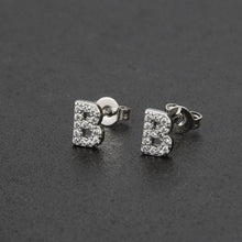 Diamond English Alphabet Letter Earrings Women's Simple Cooperized Silver Earrings