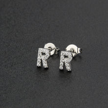 Diamond English Alphabet Letter Earrings Women's Simple Cooperized Silver Earrings