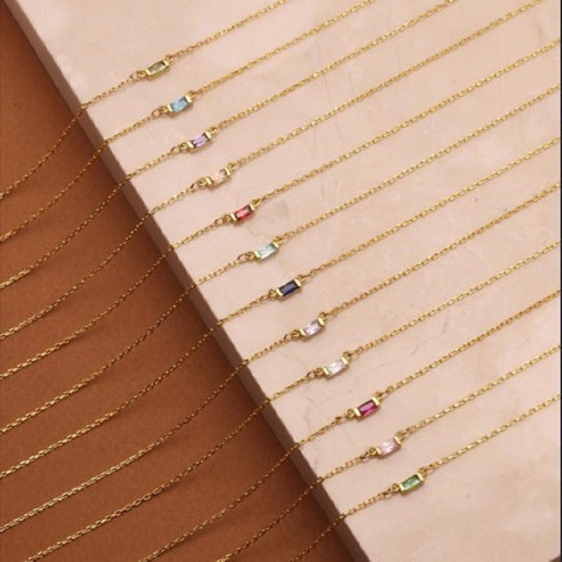 Twelfth Birthday Stone Style Colorful Exquisite Versatile Colorful Zirconia Women's Necklace