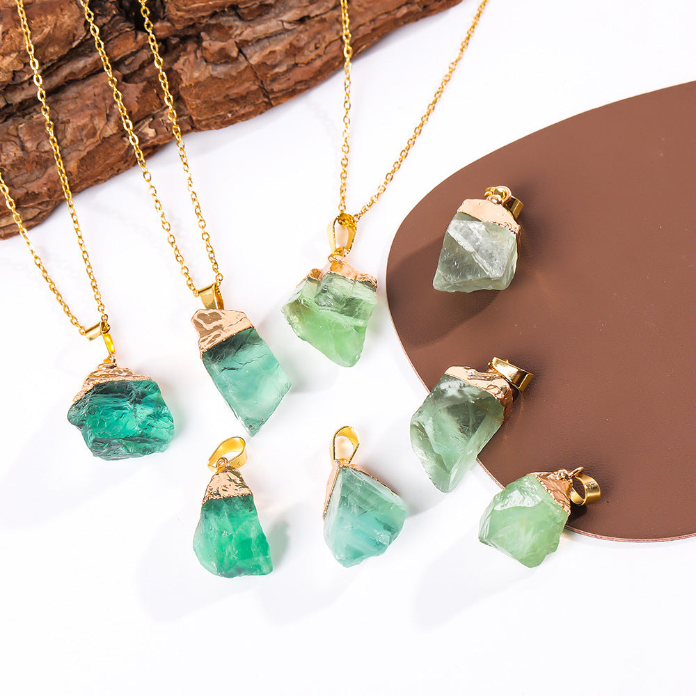 European And American Style Natural Crystal Pendant Irregular Crystal Necklace