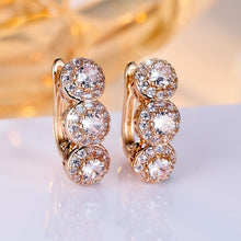 Full Rhinestone Zircon Three Round Ladies Ear Clip
