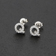 Diamond English Alphabet Letter Earrings Women's Simple Cooperized Silver Earrings