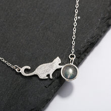 Cat Moonstone Necklace Silver Plated For Women