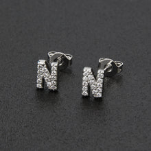 Diamond English Alphabet Letter Earrings Women's Simple Cooperized Silver Earrings