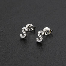 Diamond English Alphabet Letter Earrings Women's Simple Cooperized Silver Earrings