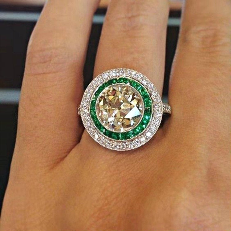 Copper Plate Inlaid Zircon Ring