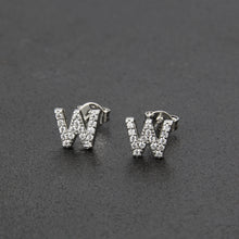 Diamond English Alphabet Letter Earrings Women's Simple Cooperized Silver Earrings