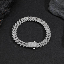 Hip Hop 8mm Spring Fastener Zircon Rhombus Cuban Bracelet