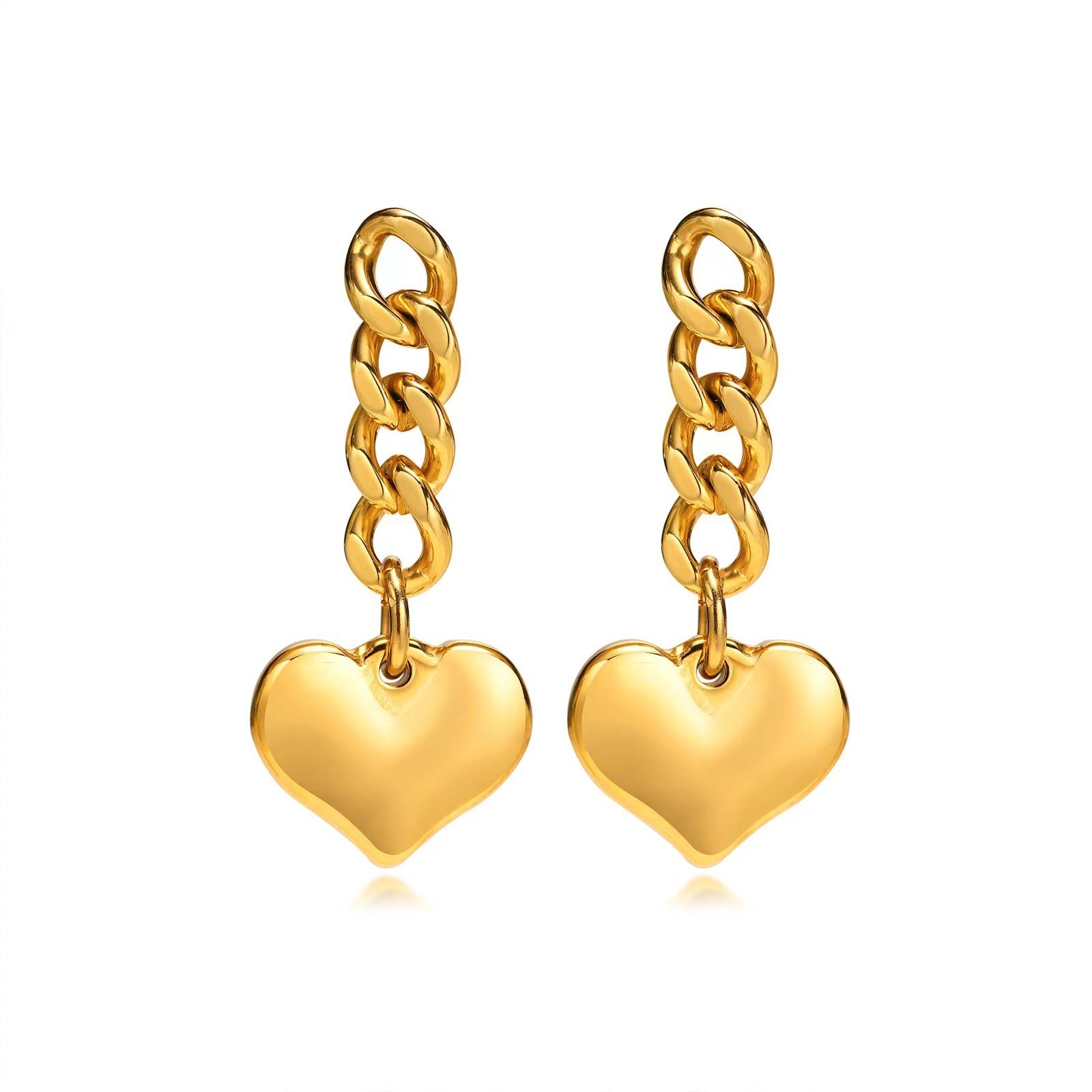 Heart Chain Earrings Geometric Metal Stainless Steel