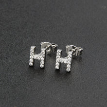 Diamond English Alphabet Letter Earrings Women's Simple Cooperized Silver Earrings