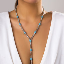 Vacation Style Vintage Turquoise Beaded Clavicle Necklace