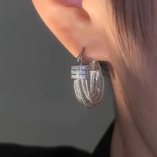 Real Gold Plating U-shaped Multi-layer Zircon Earrings
