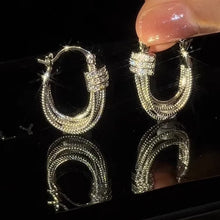 Real Gold Plating U-shaped Multi-layer Zircon Earrings