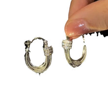 Real Gold Plating U-shaped Multi-layer Zircon Earrings