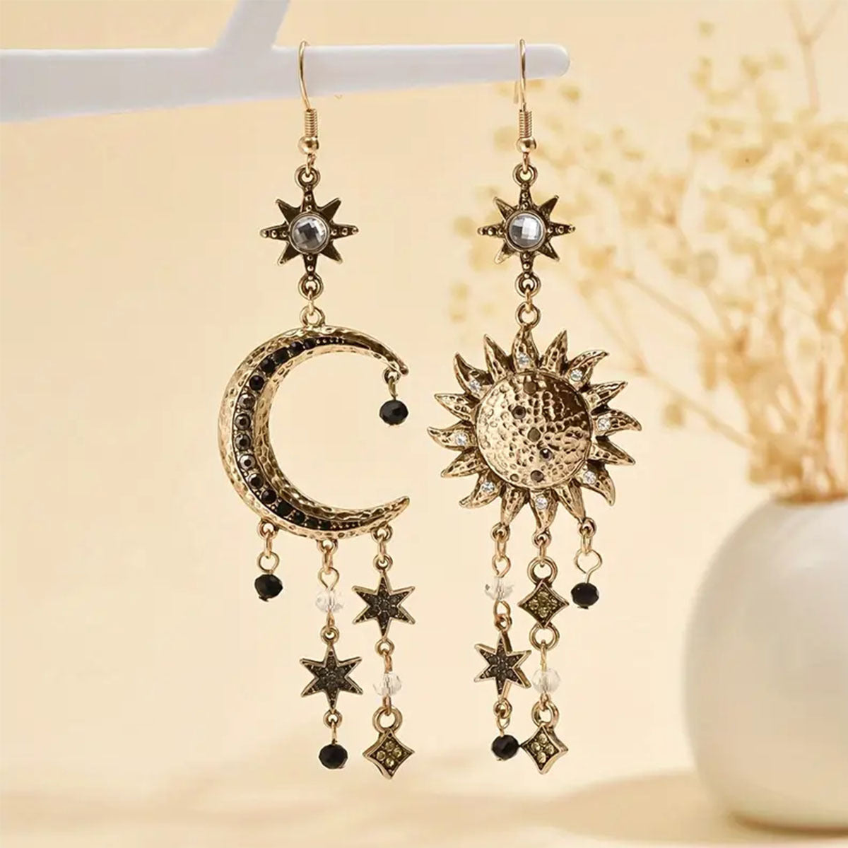 Long Sun Moon Women's Earrings Retro Style