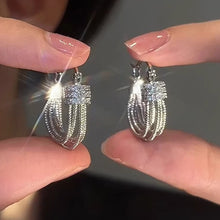 Real Gold Plating U-shaped Multi-layer Zircon Earrings