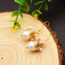 925 Sterling Silver Needle Women's Rice Bead Winding Earrings, Simple Original Handmade Earrings
