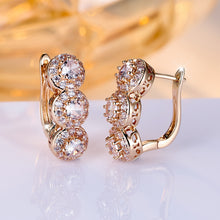 Full Rhinestone Zircon Three Round Ladies Ear Clip