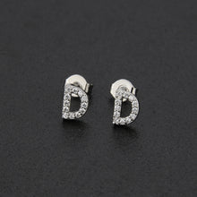 Diamond English Alphabet Letter Earrings Women's Simple Cooperized Silver Earrings