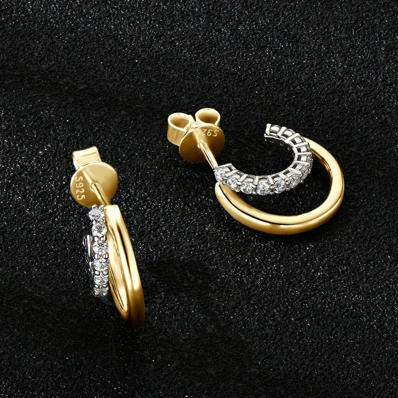 Diamond Crescent Personalized Minority Design S925 Silver Stud Earrings