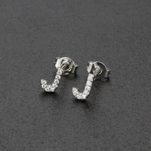 Diamond English Alphabet Letter Earrings Women's Simple Cooperized Silver Earrings