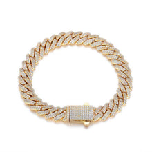 Hip Hop 8mm Spring Fastener Zircon Rhombus Cuban Bracelet