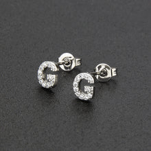 Diamond English Alphabet Letter Earrings Women's Simple Cooperized Silver Earrings