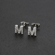 Diamond English Alphabet Letter Earrings Women's Simple Cooperized Silver Earrings
