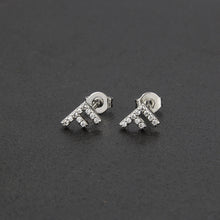Diamond English Alphabet Letter Earrings Women's Simple Cooperized Silver Earrings