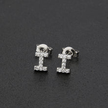 Diamond English Alphabet Letter Earrings Women's Simple Cooperized Silver Earrings