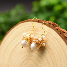 925 Sterling Silver Needle Women's Rice Bead Winding Earrings, Simple Original Handmade Earrings
