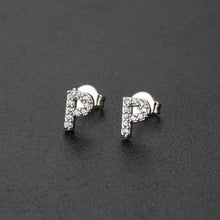 Diamond English Alphabet Letter Earrings Women's Simple Cooperized Silver Earrings