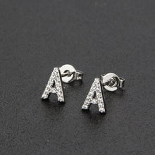 Diamond English Alphabet Letter Earrings Women's Simple Cooperized Silver Earrings