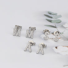 Diamond English Alphabet Letter Earrings Women's Simple Cooperized Silver Earrings