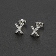 Diamond English Alphabet Letter Earrings Women's Simple Cooperized Silver Earrings