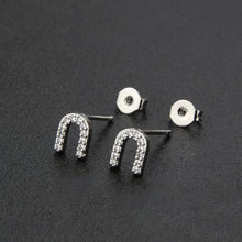 Diamond English Alphabet Letter Earrings Women's Simple Cooperized Silver Earrings