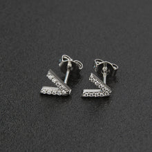 Diamond English Alphabet Letter Earrings Women's Simple Cooperized Silver Earrings