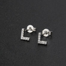 Diamond English Alphabet Letter Earrings Women's Simple Cooperized Silver Earrings