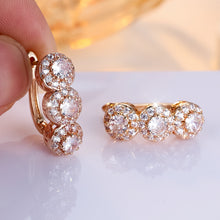 Full Rhinestone Zircon Three Round Ladies Ear Clip