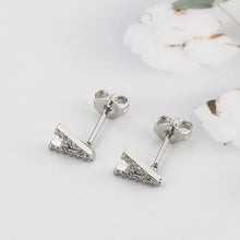 Diamond English Alphabet Letter Earrings Women's Simple Cooperized Silver Earrings